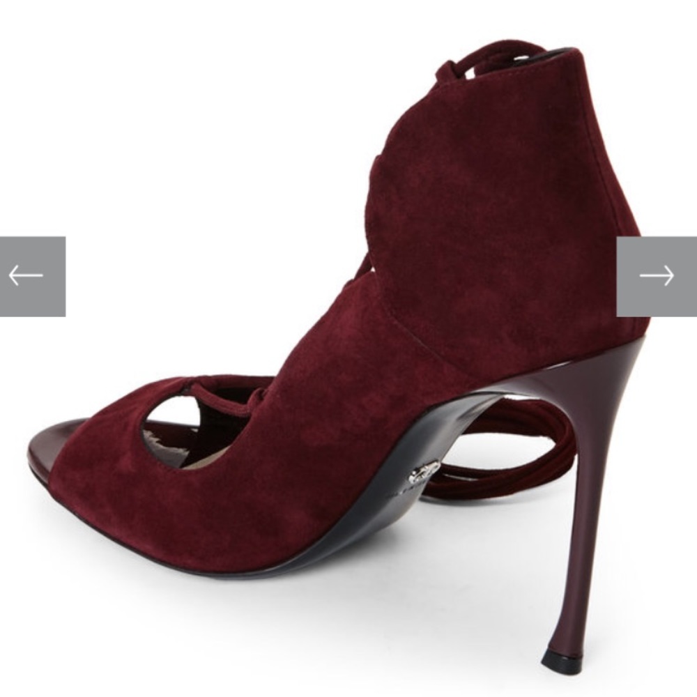 Christian Dior Bordeaux Petale Lace-Up Pumps - Picture 2 of 7